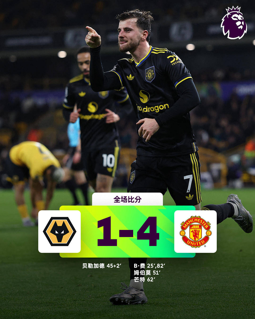 申请皇冠信用網代理_热闻|B费一传两射造两大神迹申请皇冠信用網代理！曼联客场4-1大胜狼队升至英超第六